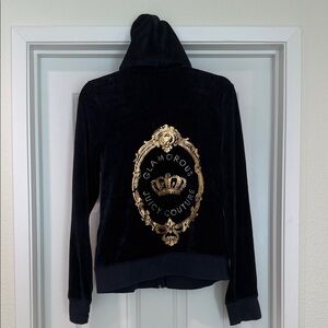 Juicy Couture Navy Blue Bomber Jacket with Gold Embroidery